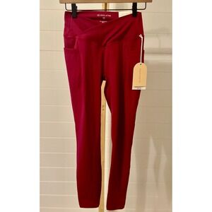 Blogilates Women's Burgundy High Waist V-Cut Pocket Leggings Size Medium